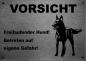 Preview: Edelstahl Hundechild Australian Kelpie VORSICHT Freilaufender Hund! Betreten auf eigene Gefahr!